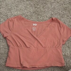 SO Pink Wrap Crop Top with Cap Sleeves